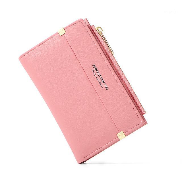 

Women Wallets Zipper Purse Fold Over Purse Double Pocket Card Holder Mulitifunction Phone Pocket with Short Handle1, Black