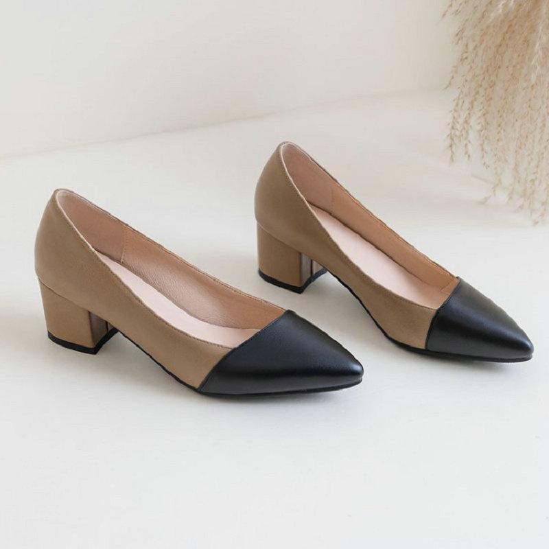 

Sianie Tianie 2020 new arrival hot sales pointed toe 5cm middle heels lady office pumps slip-on dress shoes womens pumps size 43, Beige