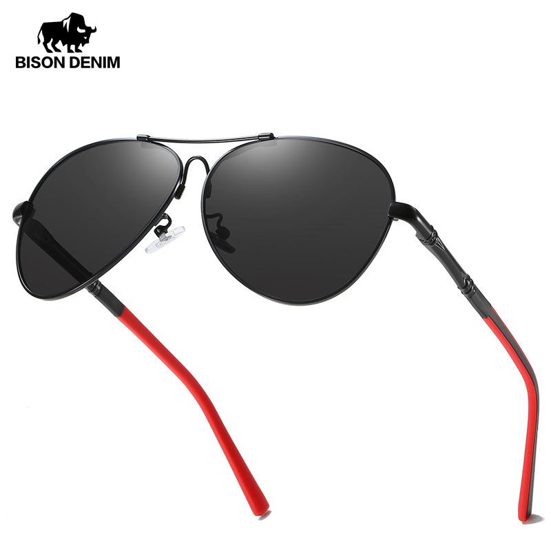 

BISON DENIM Metal Flexible Memory Fram Sunglasses for Men TAC UV400 Hard Lens New Fashion Driving Fishing Men Sunglasses Y9543