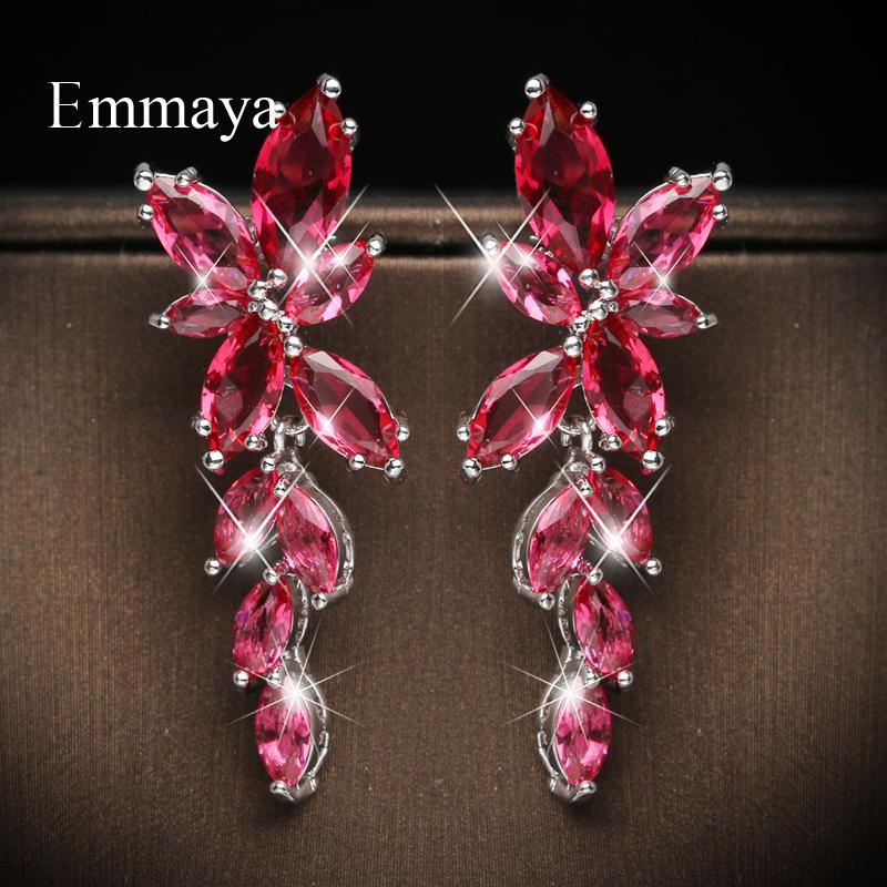 

Emmaya Shiny Zirconia Earring For Women Two Color Charming Flower Shape Ornament Party Popular Dress-Up Fashion Jewelry