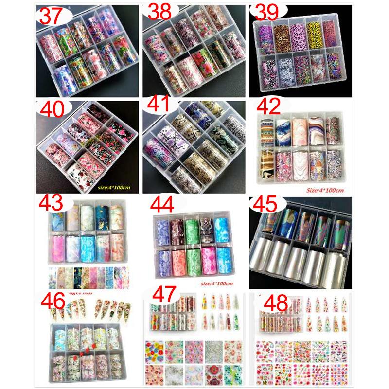 

2020 new Brand nail foil butterfly flower 3D nail art foil designer logo foil10 rolls Decals Make up Art Decoration, 1roll in box