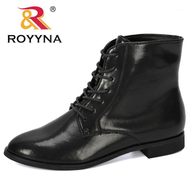 

ROYYNA 2020 New Designer Fashion Casual Ladies Shoes Boots Microfiber Boots Women Heeled Lace Up Snow Shoes For Femme1, Black