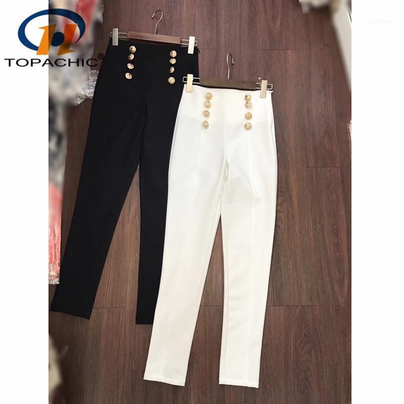 

10.29 2020 Autumn Winter New women High quality fashion Double breasted High waist slim pencil small Feet pants1, Black