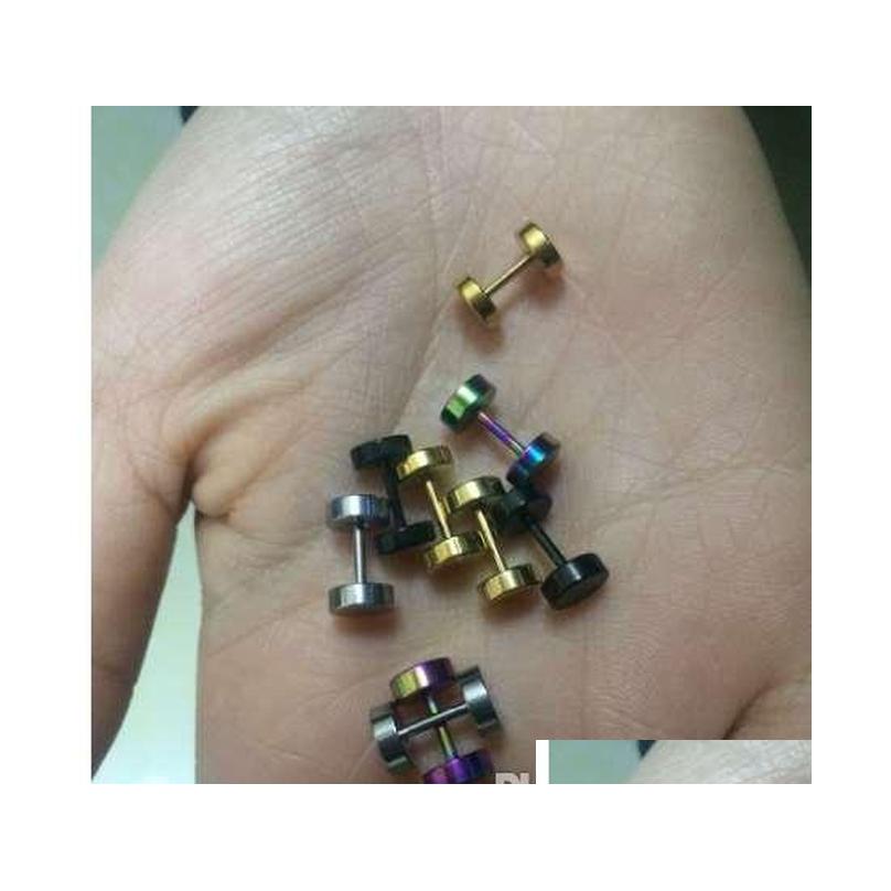 

2pcs Gold Black Stainless Steel Cheater Faux Fake Ear Plugs Flesh Tunnel Gauges Tapers Stre jllDXq carshop2006