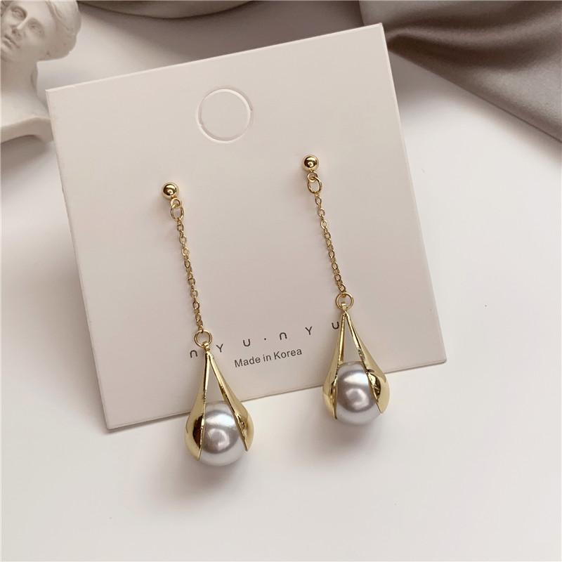 

YANGLIUJIA Advanced Sense Of French Long Tassels Pearl Earring South Korea Female Temperament Contracted Earring Jewelry Gifts