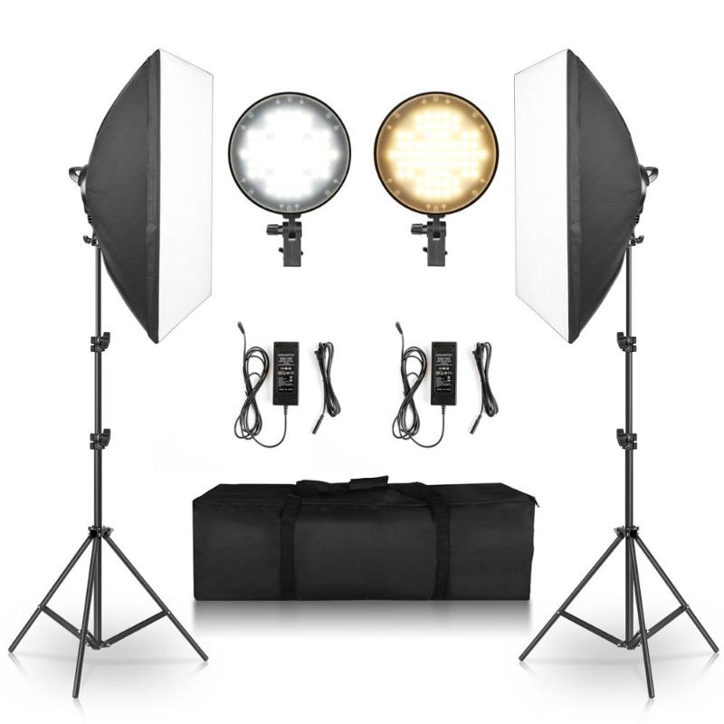 

Bi-Color Photography LED Softbox Lighting Kit 45Wx2 Dimmable LED Light Head Photo Equipment Continuous Studio for Portrait Shoot