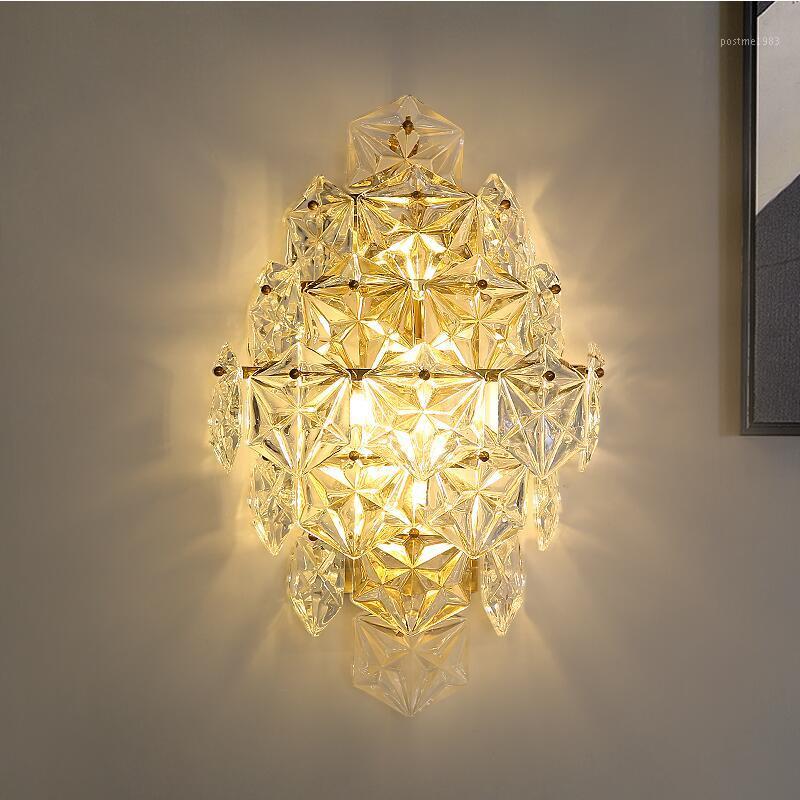 

Modern LED wall lamp crystal wall lamp living room simple hotel bedroom bedside1
