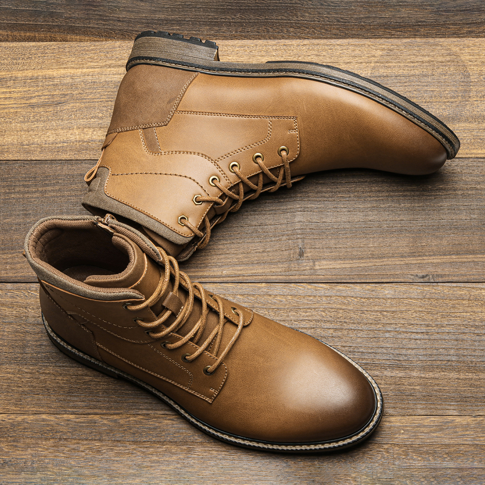 

Men Ankle Boots Size 7-13 Leather Boots for men 2022 Hiking boots Wootten Brand shoes for men #AL653, Black