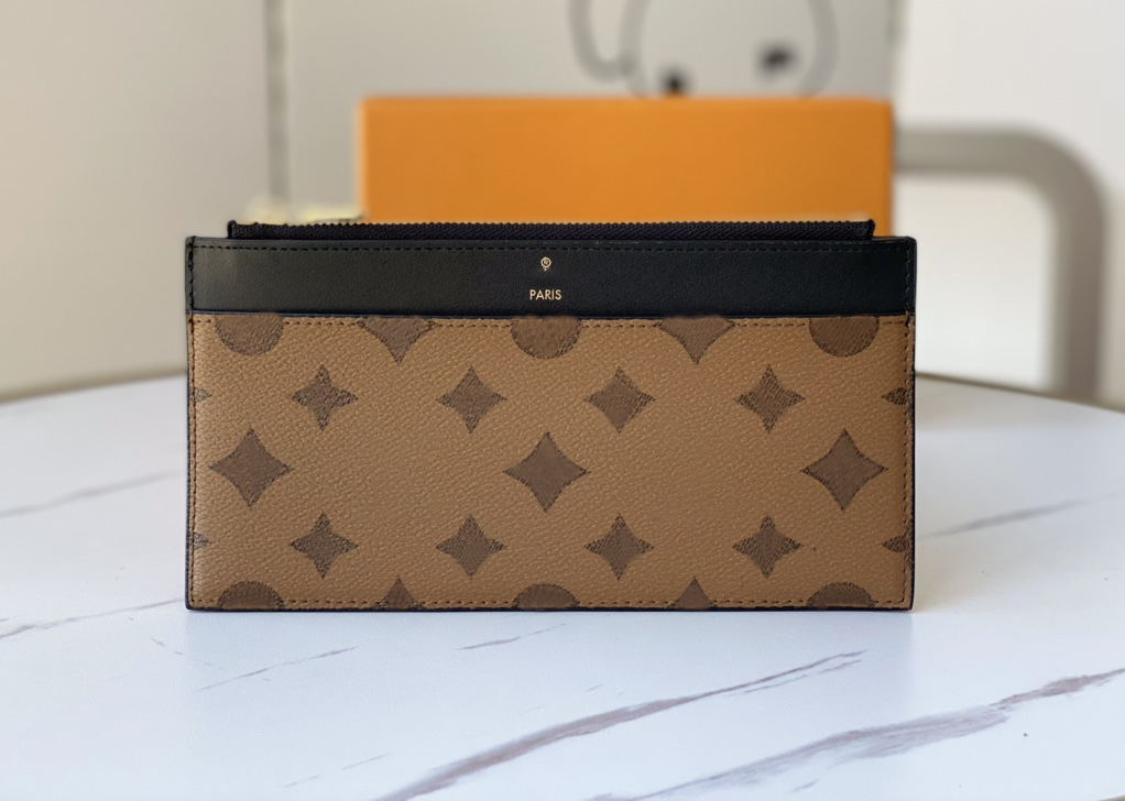 

Fashion designer wallets luxury Slim purses flowers letters mens womens credit card holders ladies long slim money clutch bag with box high-quality, 80390#brown monogrames