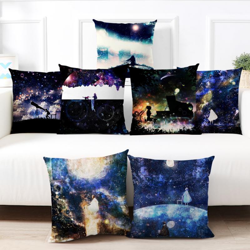 

Fuwatacchi Galaxy Series Cushion Cover Girl Night Sky Star Retro Pillow Case Home Decor Sofa Seat Chair Pillowcase Cover 45x45cm1, Random 1 pc