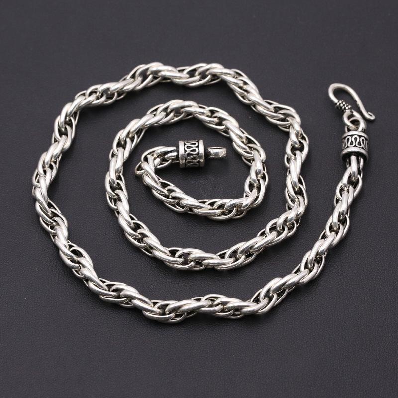 

Chains Fashion S925 Sterling Silver Retro Thai Punk Vintage Style Personality Domineering Men And Women Rough Necklace