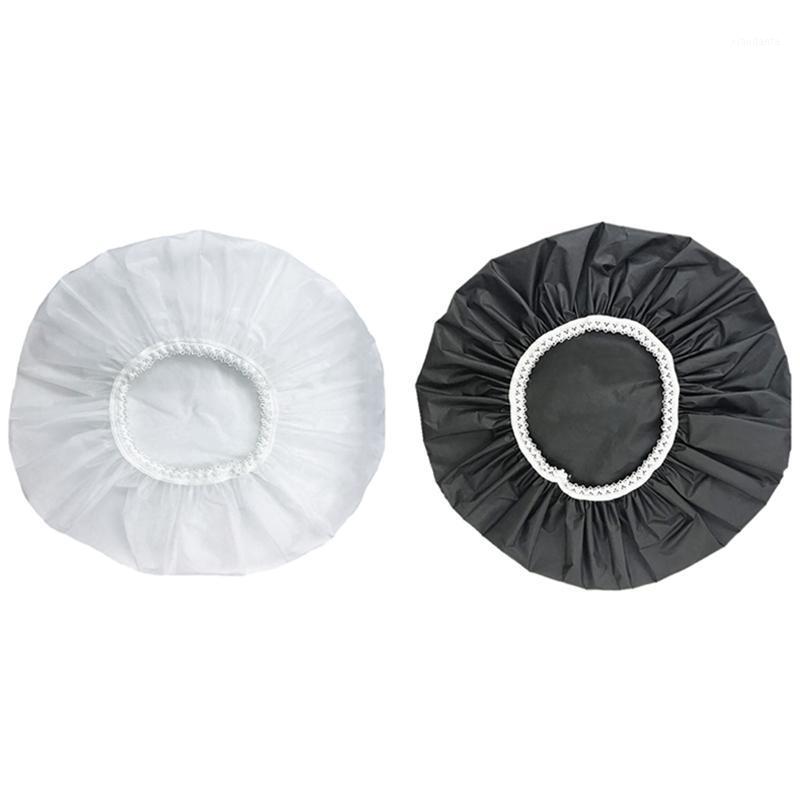 

2Pcs Household Waterproof Shower Cap, Swimming Cap, Hotel Elastic Shower Cap Hair Set (White&Black)1