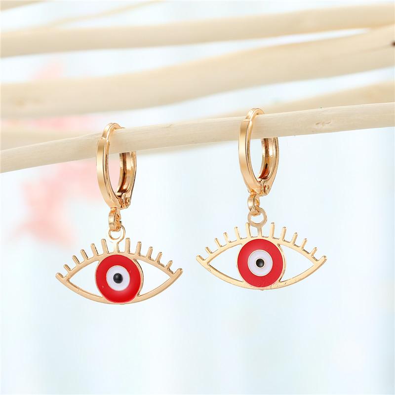 

1Pair Bohemian Colorful Hollow Turkish Eye Hoop Earrings For Women Vintage Ethnic Evil Eye Round Circle Stud Earrings Jewelry