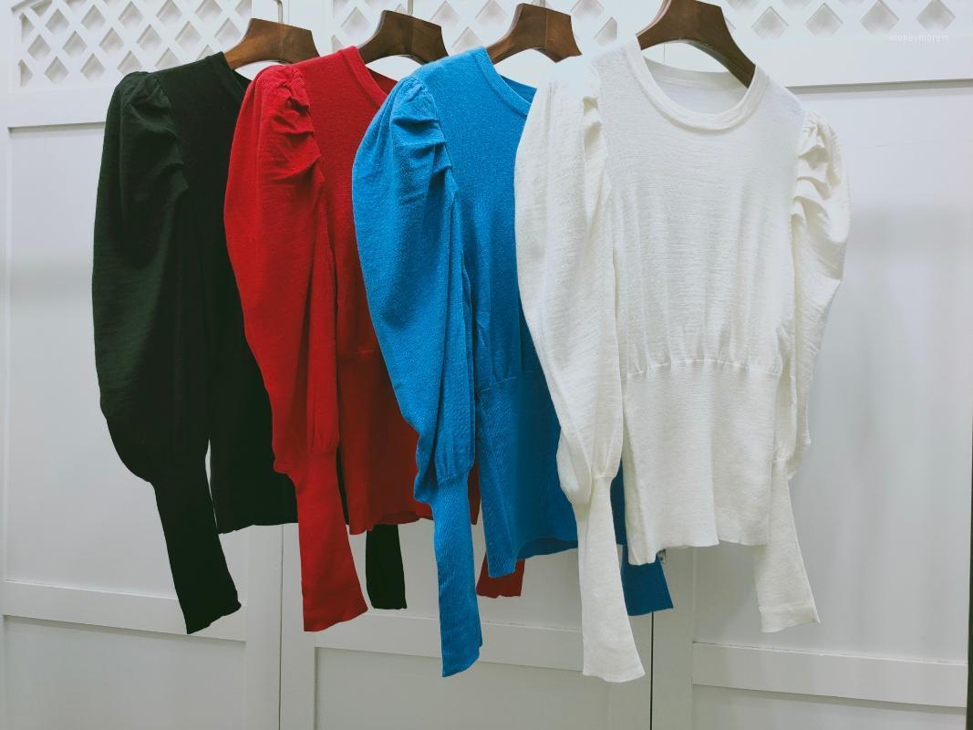 

2020 New Ladies Fashion Long Sleeve Sexy Casual Solid Color Lamb Sleeve Knit Sweater 08131, Blue