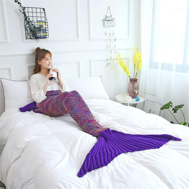

Style Soft Blanket Fish Tail Knitted Carpet Color Fishtail Varn Sleeping1 Blankets