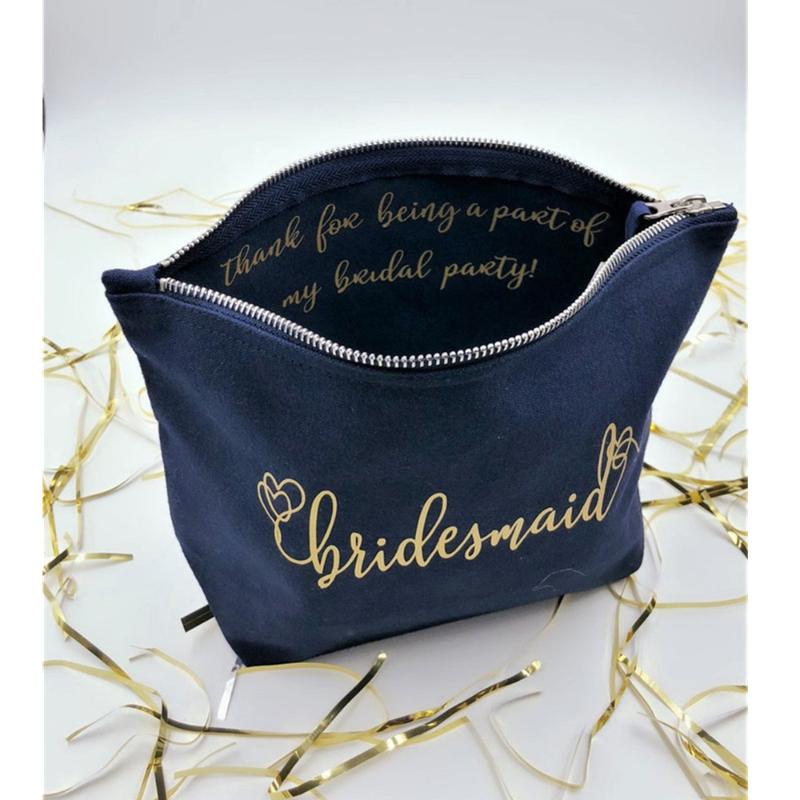 

custom name gold Bridesmaid makeup bags, cosmetic bag,Wedding thank you gift,bridesmaid gift,personalised brithday gifts