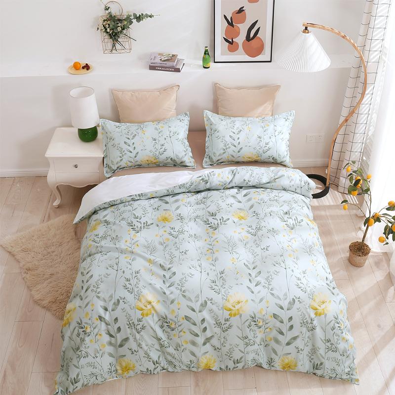 

Bright Flower Printing Duvet Cover Set Pastoral Style Bedding Sets Queeen Size 3 pcs Soft Comfortable Bed Covers BedLinen, Pink