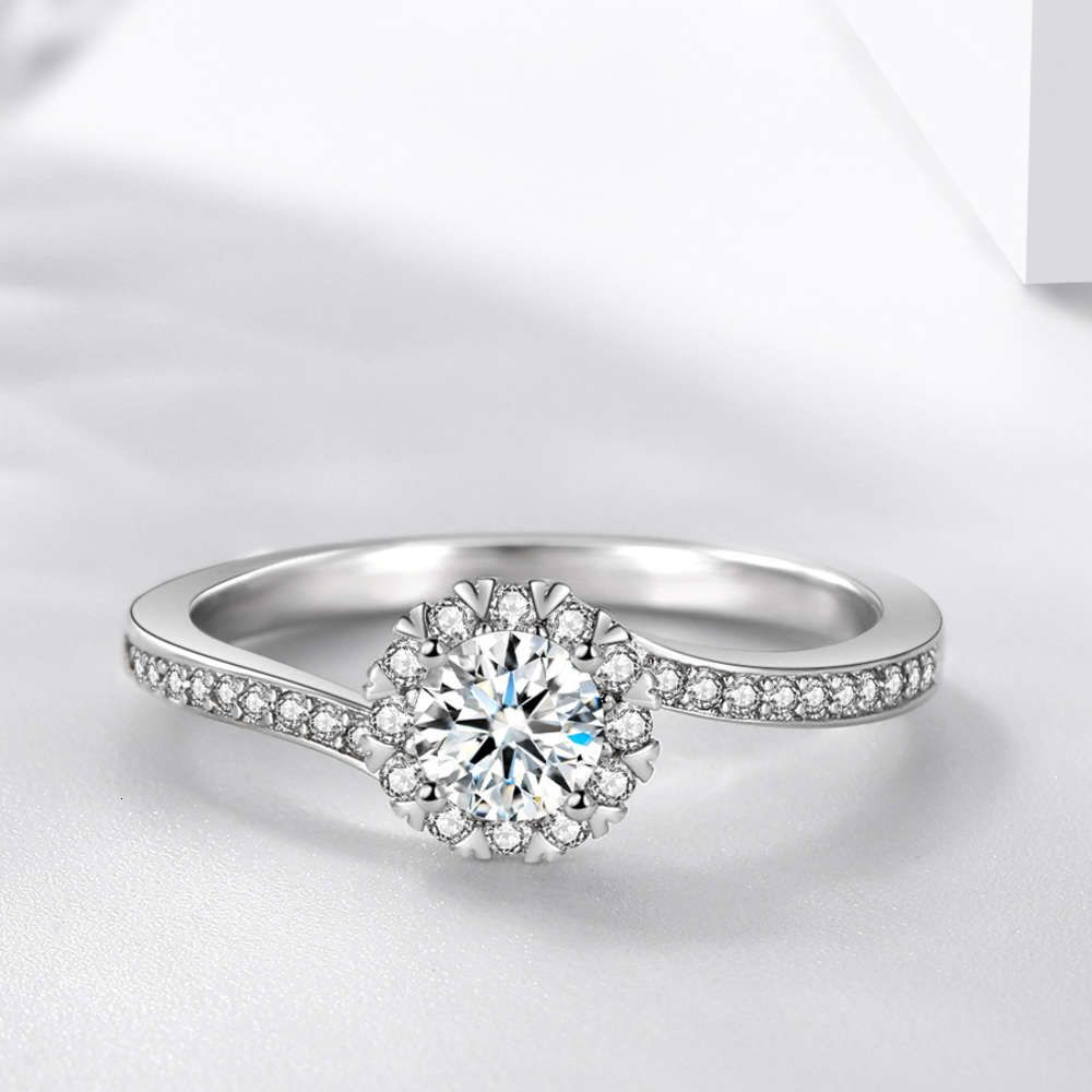 

Luxurys Designers Fashion Jz455 twist arm small bud micro inlay simulation 50 cent women's ring with close set first flower diamond ring