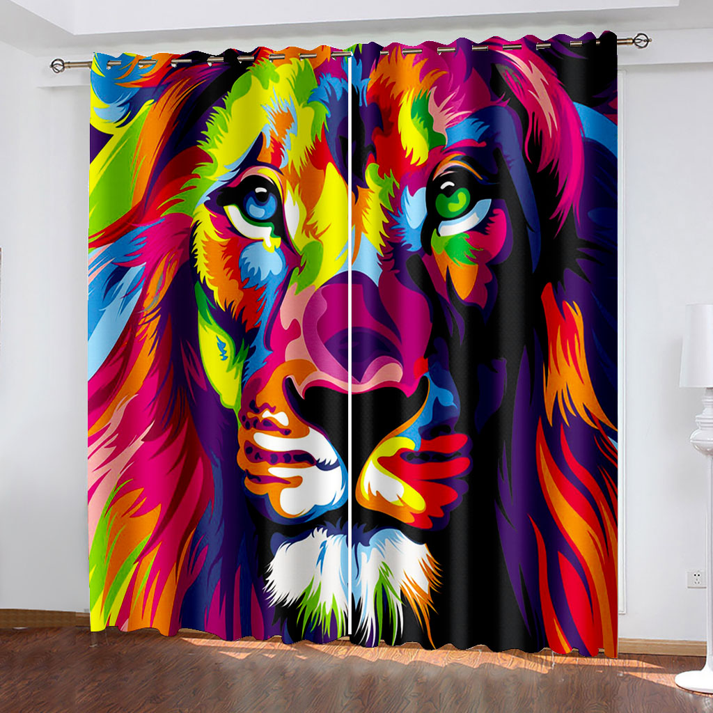 

Luxury Blackout 3D Window Curtain For Living Room Bedroom colorful tiger curtains Decoration curtains, Color