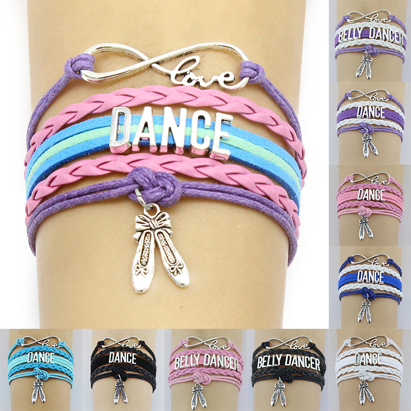 

Infinity Love Dance Belly Dancer Charm Wrap Bracelets Pink Gifts Bracelets Leather Custom Women & Men Bracelet Jewelry