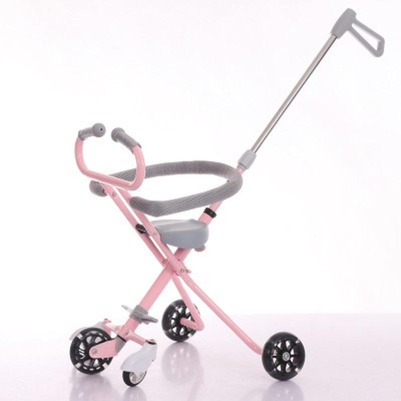 

Children's Baby Stroller Artifact with Brake Five-wheel Guardrail Lightweight Trolley Foldable Anti-rollover Stroller Kids Bike