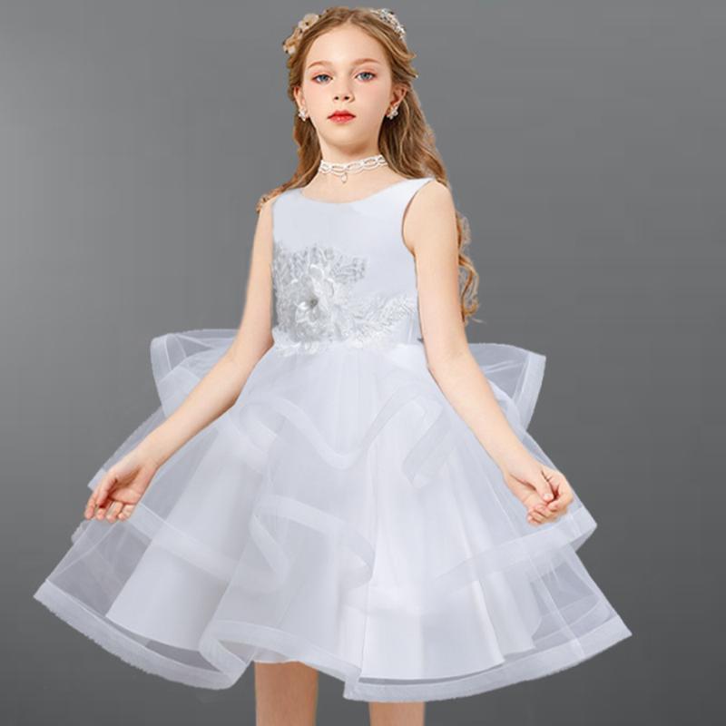 

Girl's Dresses Summer Sequins Evening Party Dress Girl Tutu Flower Appliques Princess Kids For Wedding Children Costume, Red;yellow