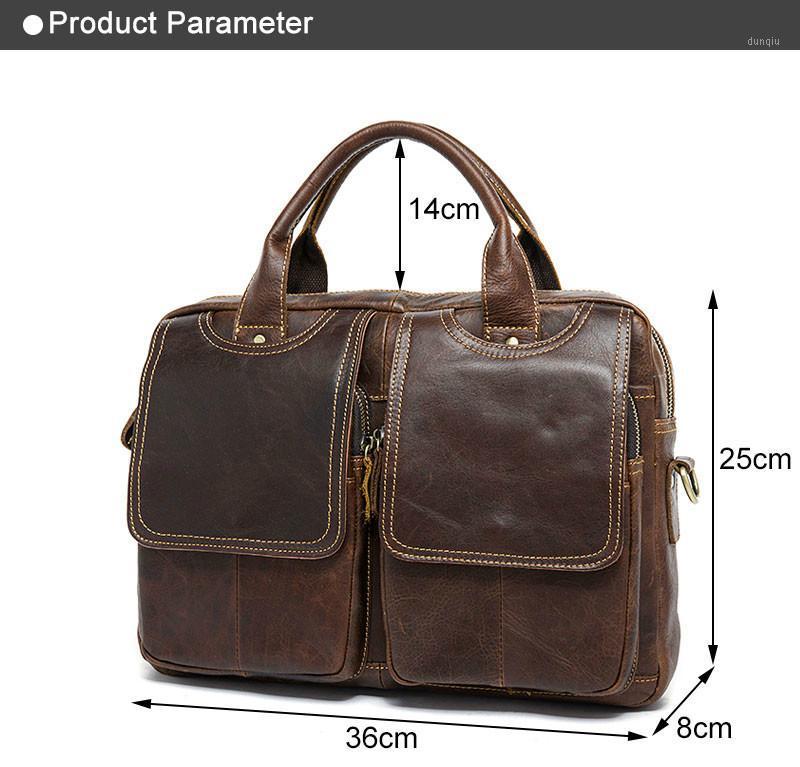 

Genuine Leather Laptop Bag Casual Mens Bags Tote Crossbody Bags Men's Briefcase Laptop 14'' Messenger Bag Men's shoulder1, Dark coffee