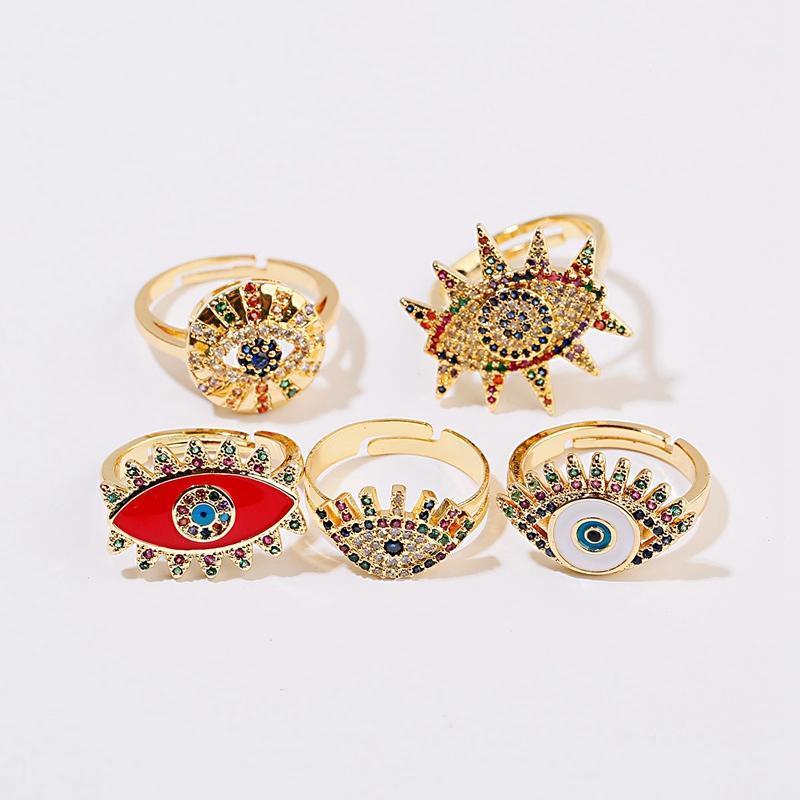 

Classic Evil Eye Copper CZ Gold Rainbow Rings For Women Luxury Femme Party Ring Gift Charm Rhinestone Jewelry1