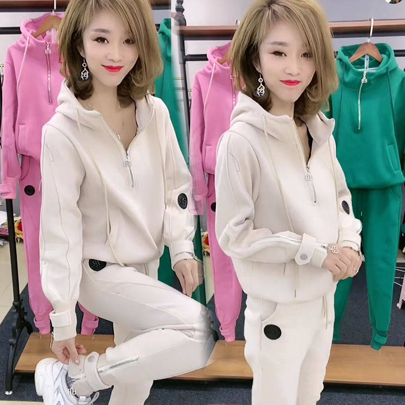 

Tracksuit Spring Fall Long Sleeve Bundle Sweaters with Hoodie 2 Piece Casual Sport Suit Women's Workout Set F0a1, Green