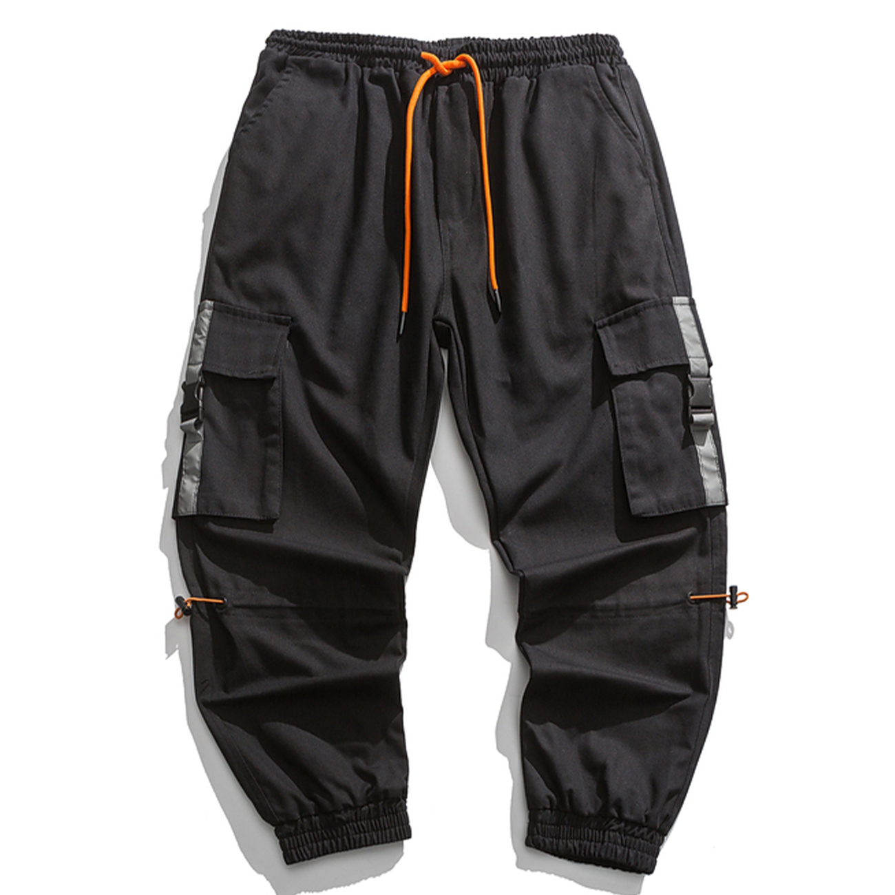 

New 2021 Hip Hop Harem Streetwear Street Multi-pocket Pants Sweatpants Harajuku Oversized Loose Men Trousers Bq80, Black