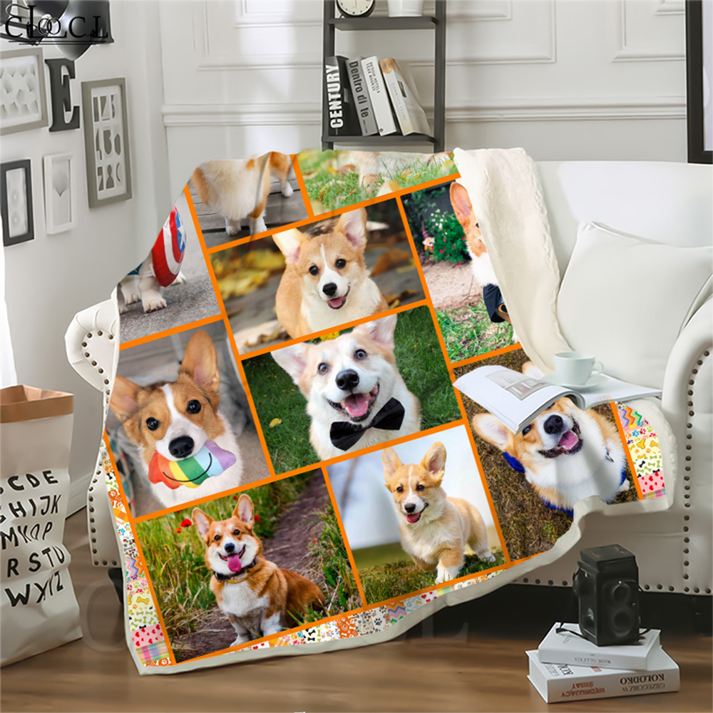 

CLOOCL Animal Welsh Corgi Pembroke Dog 3D Print Harajuku Air Conditioning Blanket Sofa Teens Bedding Throw Blankets Plush Quilt