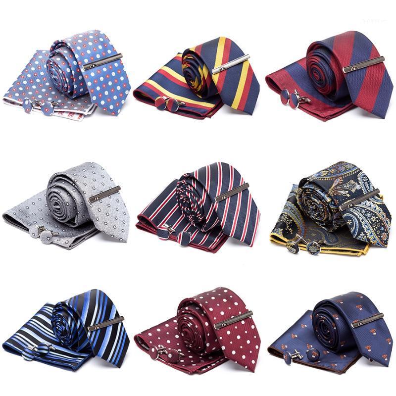 

Men Tie Cravat Cufflinks Set Striped Fashion Jacquard Ties for Men Party Man Classic Business Necktie Gift Wedding Accessories1