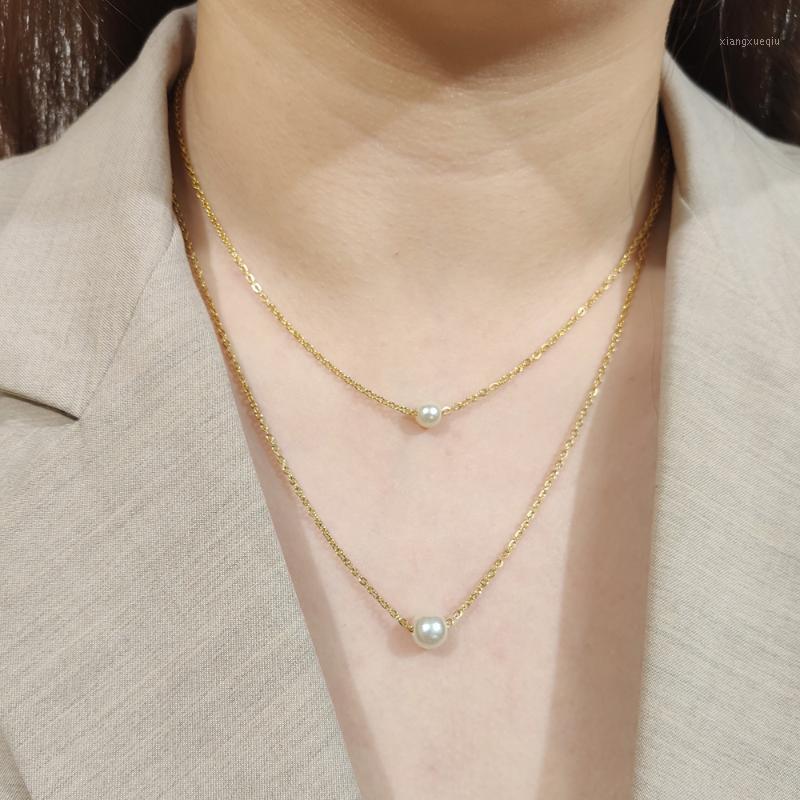 

SJCHO-116 Women Multi-layer Bead Chain Romantic Collar Necklaces Pearl Necklace Gold And Silver Color Fashion Jewelry Chokers, Golden;silver