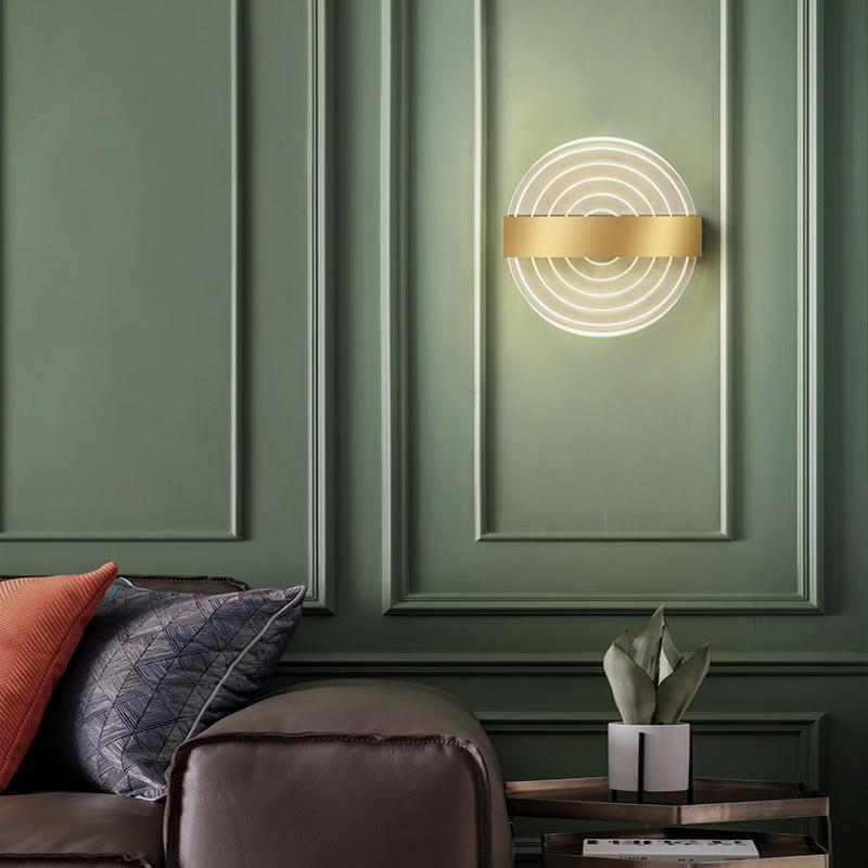 

Modern LED Bedroom Bedside Wall Light Simplicity Creative Living Room Stairs Corridor Aisle Golden Acrylic Wall Lamp Home Decor