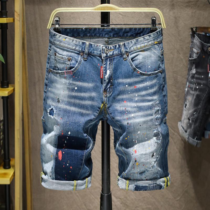 

popular logo summer street 5 minutes of pants heavy water hole patch affixed BuSa paint some cowboy pants in the male, See chart