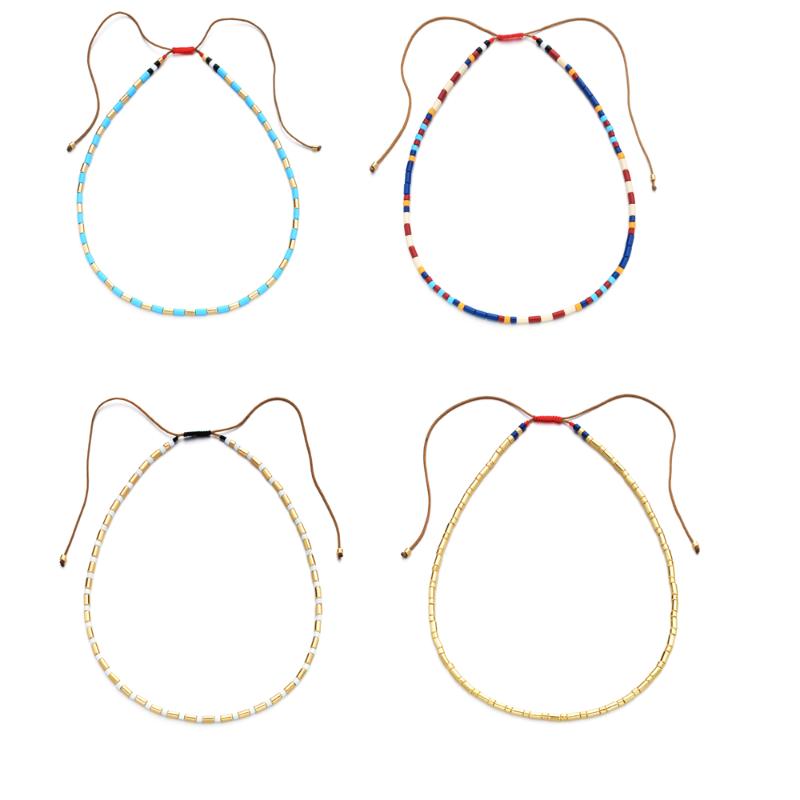 

ZMZY Bohemian Female Colorful Beads Rope Choker Necklace Statement Collar Clavicle Chain Necklaces for Women Jewelry