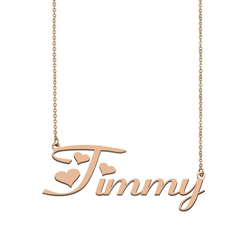 

Timmy Name Necklace Custom Nameplate Pendant for Women Girls Birthday Gift Kids Best Friends Jewelry 18k Gold Plated Stainless Steel, Silver