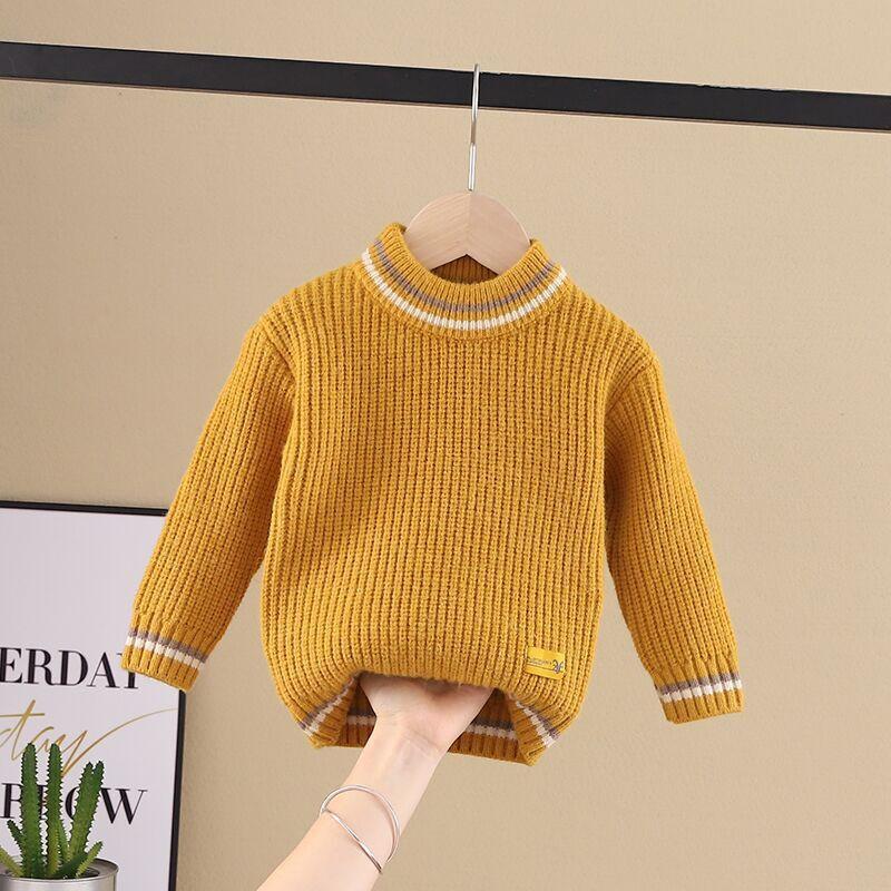 

2021 Baby Girl Boys Casual Neutral Sweater Children's Knitted Woolen Autumn/Winter Kids Cute Hedging Round Neck Warm Thicken, Sky blue