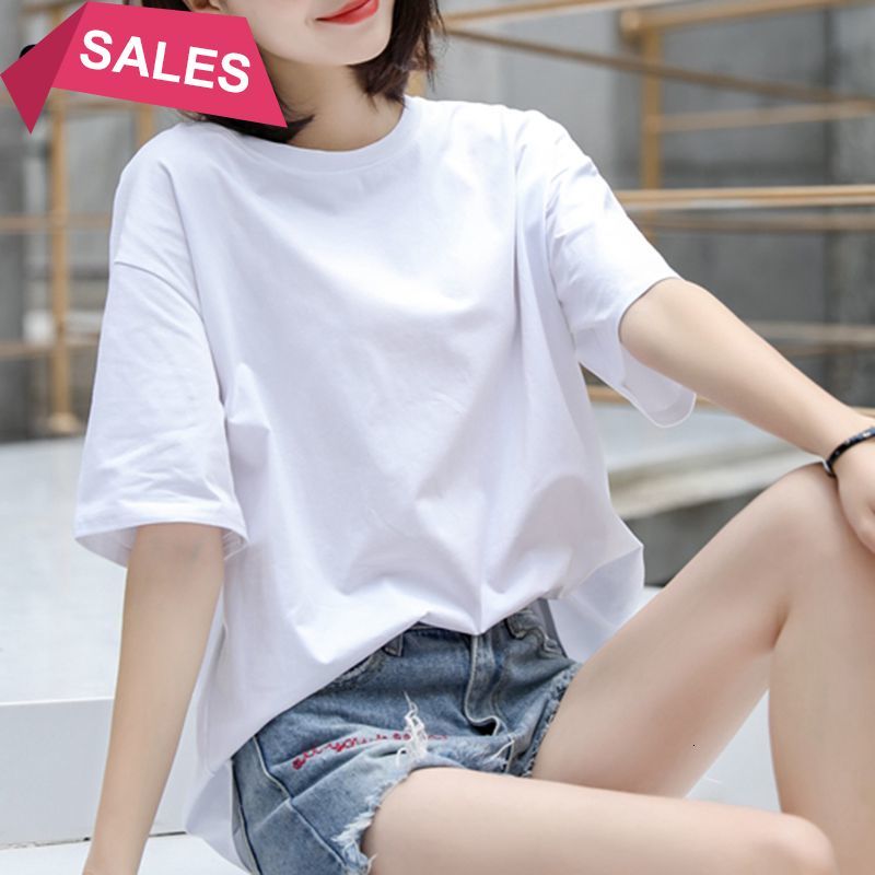 

2021 New Summer Solid T-shirt Women Casual Loose Oversized Short Sleeve Tee Shirts Top Harajuku Tshirt Camisetas Verano Mujer Ece8, White fx8803
