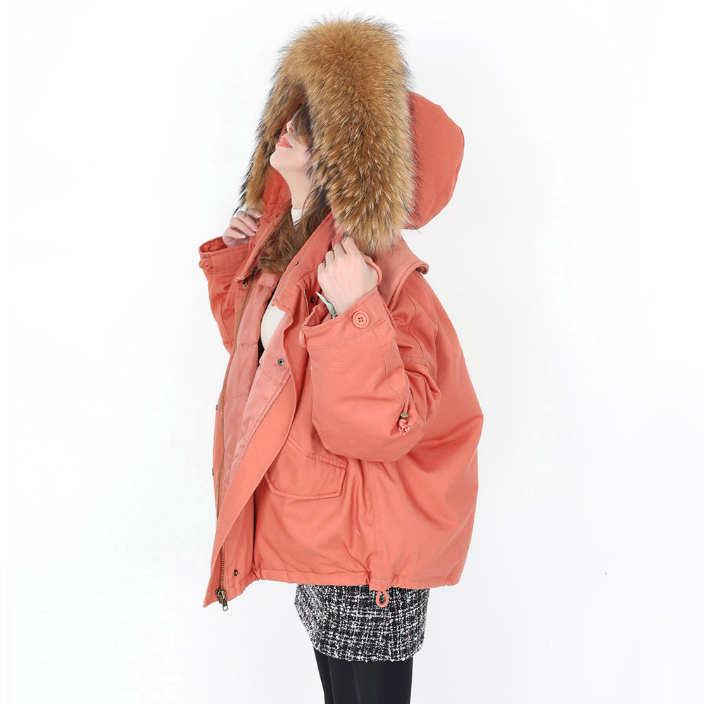 

2021 New Duck Fashions Down Women's Undershirt Winter Jacket Detachable Regal Raccoon Fur Collar Pique 21U1