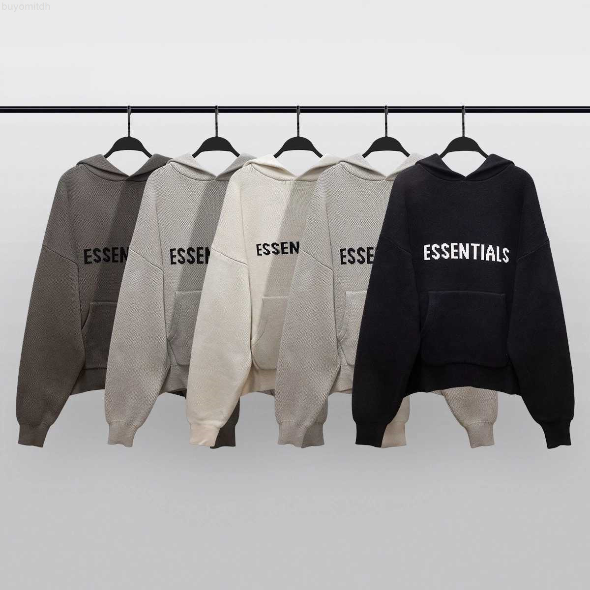 

Essential Men's Knitted Hoodie, Street Clothes, Hip Hop, Oversized, Loose, Casual, Women's Fashion Unisex Sweater, White;black