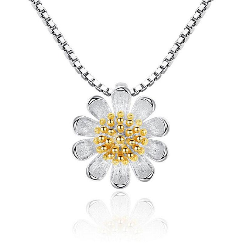 

Chains Dainty Two Colors Daisy Sunflower Pendant Necklace Clavicle For Women Jewelry Accessories S-N205