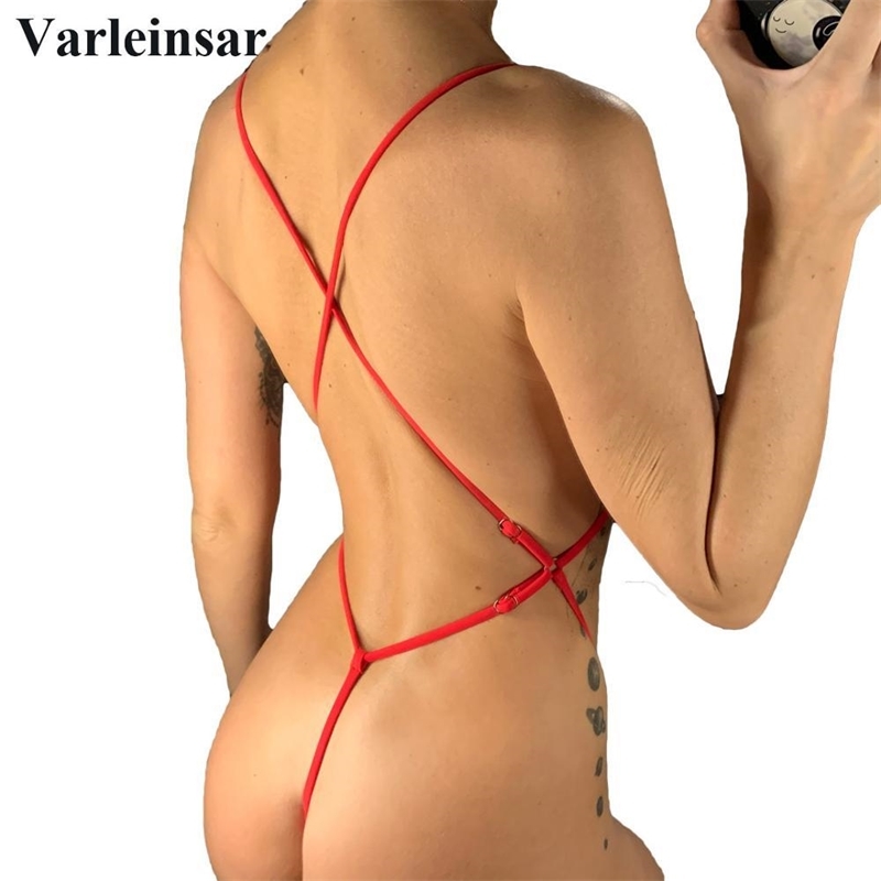 

New Sexy Women Swimwear Extreme String Mini Micro Thong One Piece Swimsuit Female Bather Bathing Suit Swim Beach Monokini V1541B Y200319, Neon green