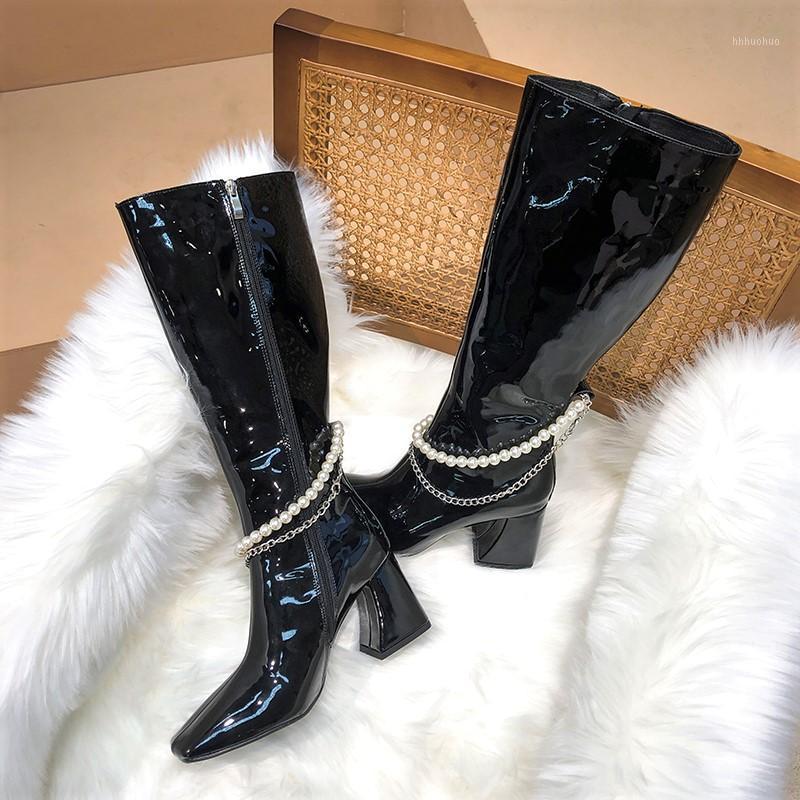 

DEAT 2020 New Autumn And Winter Fashion Casual Square Toe Slope Solid Color Versatile Side Zipper Chelsley Boots For Women SG3201, Black