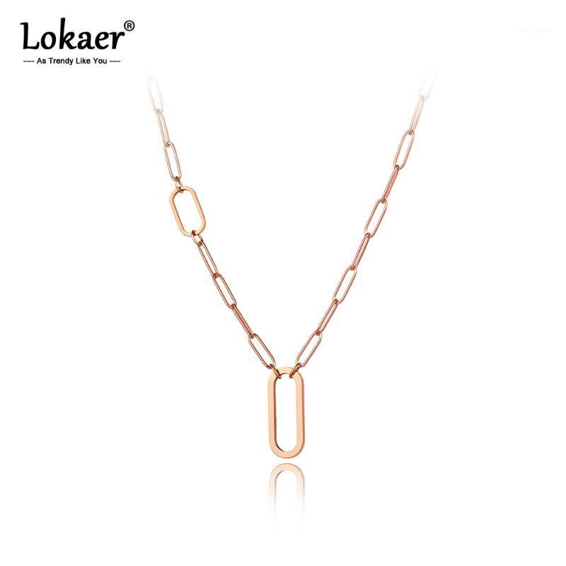 

Lokaer Original Design Stainless Steel Geometric Charm Chain Link Choker Necklace Hiphop/Rock Pendant Necklace For Women N202001