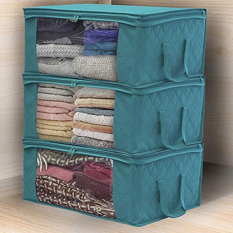 

Non-woven Clothes Storage Bag Folding Quilt Storage Box Dust-proof Clothes Quilt Bag Holder Organizer Save Space Box1
