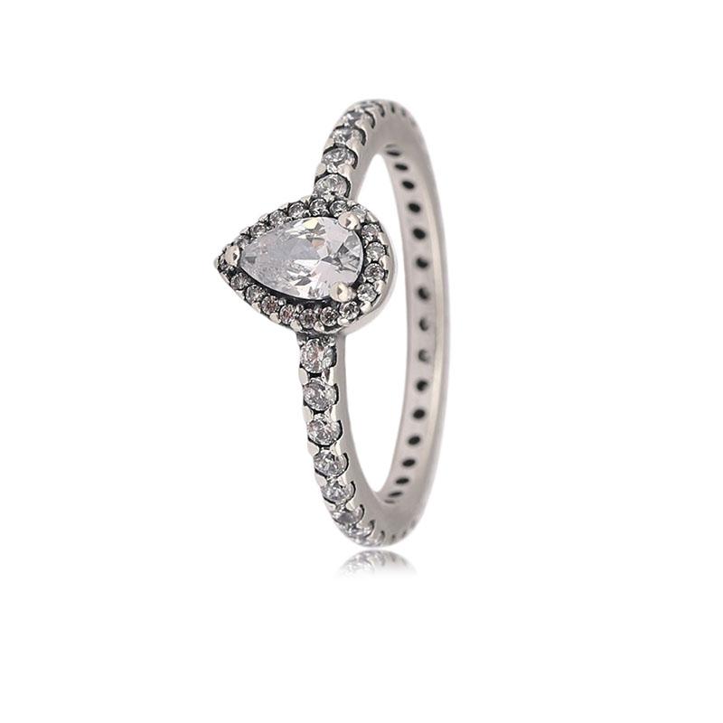 

Genuine 925 Sterling Silver Radiant Big Teardrop Ring CZ Compatible with European Original Jewelry
