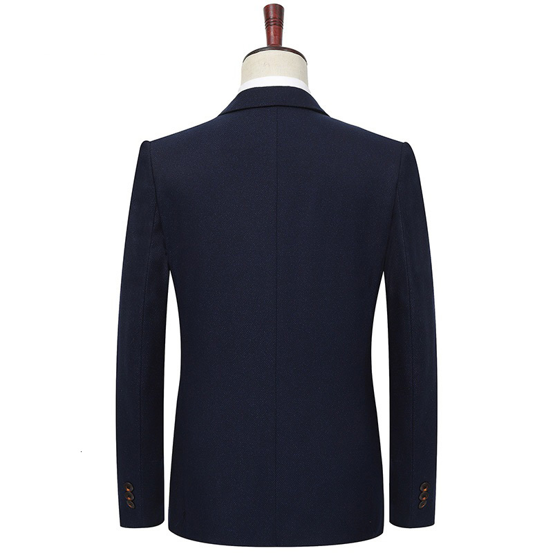 

2021 Men Thin Suit Cotton Work Wedding Attire Business Blazer Male Jacket Q7O6, Navy blue.