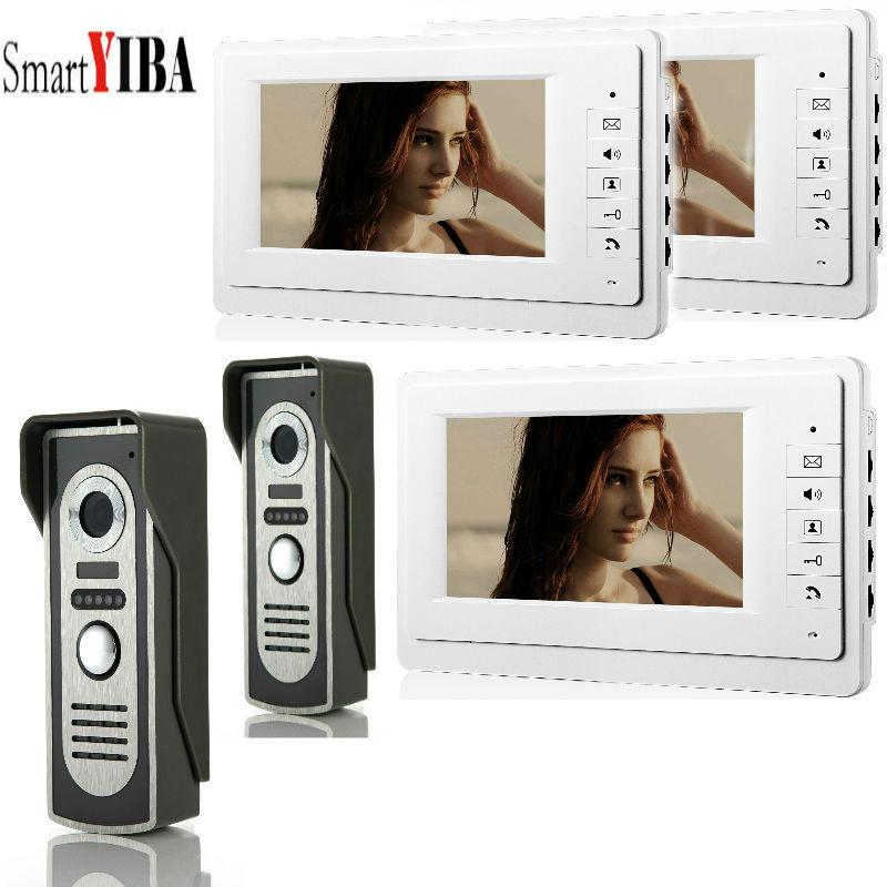 

SmartYIBA New 7" Wired Video Door Phone Doorbell Home Security Intercom System 2 camera with 3 monitor
