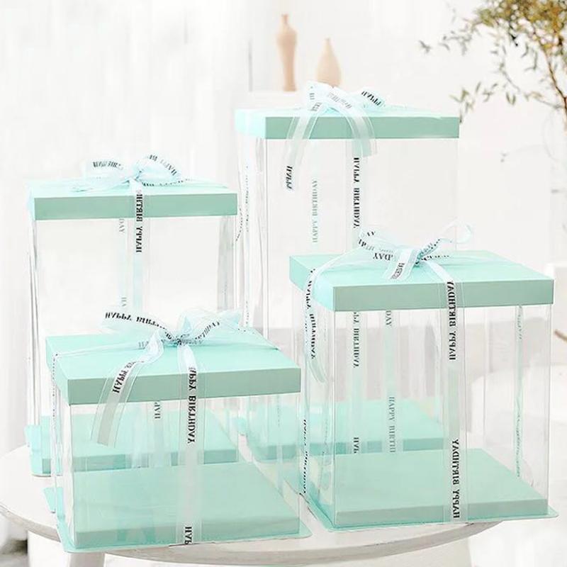 

Square Cake Box Child Birthday Cake Gift Packaging Toy rose bear flower gift box Transparent packaging Valentine